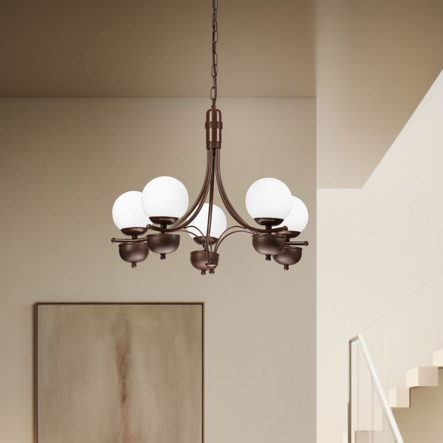 Brilagi - LED Пендел COTTAGE 5xG9/40W/230V дъб/бял