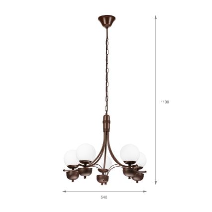 Brilagi - LED Пендел COTTAGE 5xG9/40W/230V дъб/бял