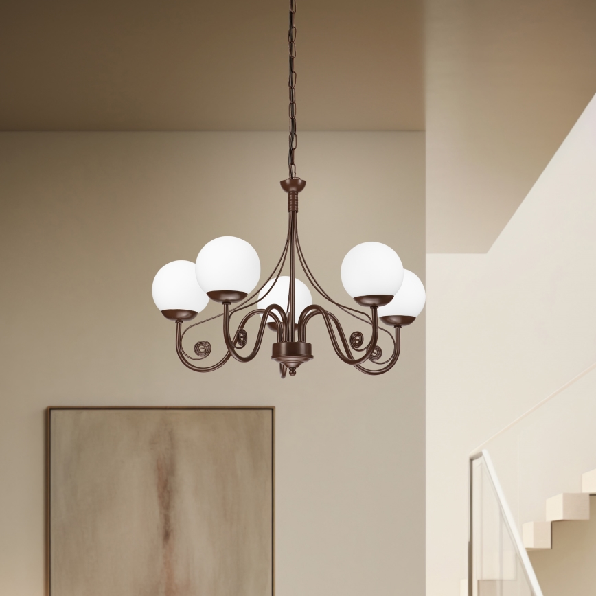 Brilagi - LED Пендел COTTAGE 5xG9/40W/230V кафяв/бял