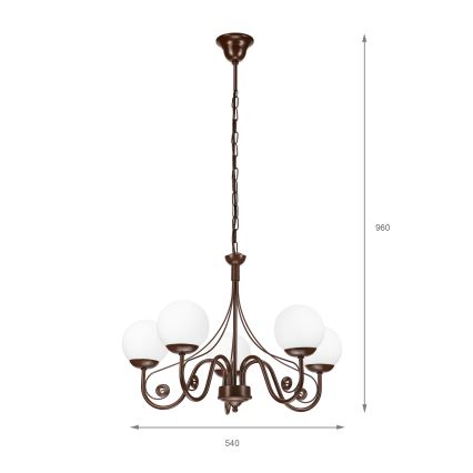 Brilagi - LED Пендел COTTAGE 5xG9/40W/230V кафяв/бял