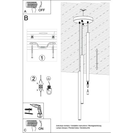 Brilagi -  LED Пендел DRIFA 3xG9/4W/230V черен