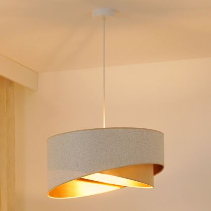 Brilagi - LED Пендел LYRA 1xE27/15W/230V бял/бежов/златист
