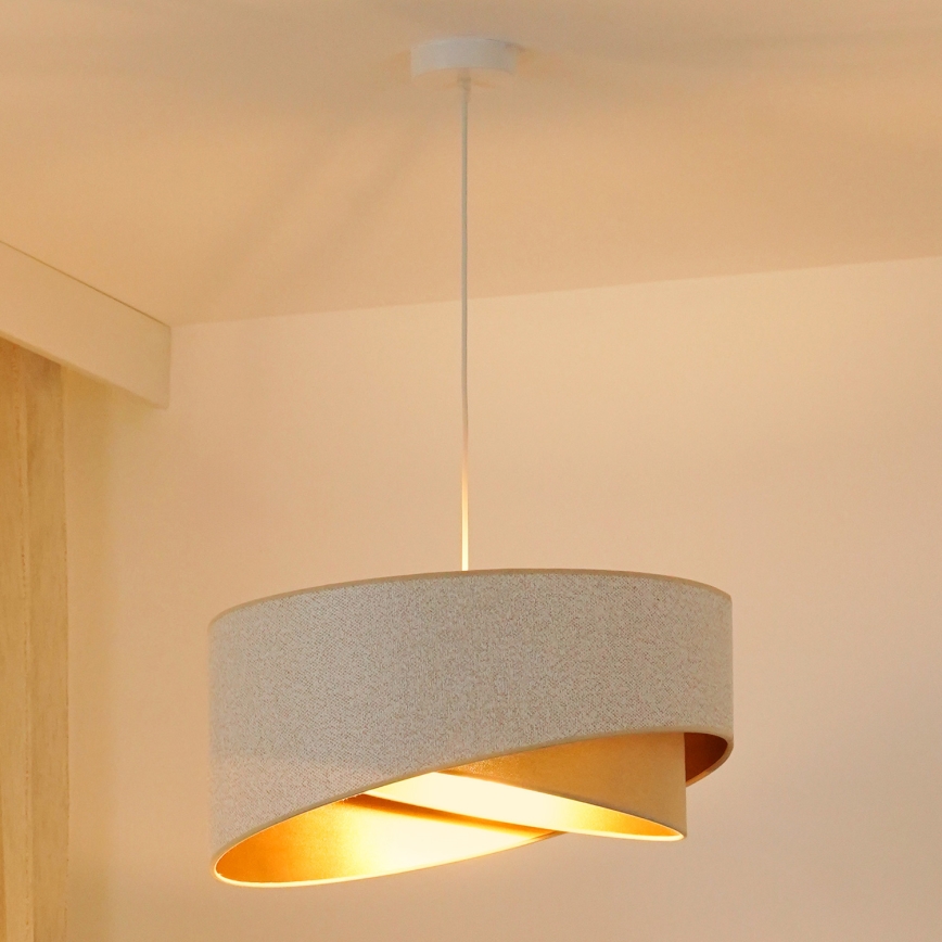 Brilagi - LED Пендел LYRA 1xE27/15W/230V бял/бежов/златист