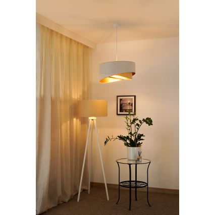 Brilagi - LED Пендел LYRA 1xE27/15W/230V бял/бежов/златист