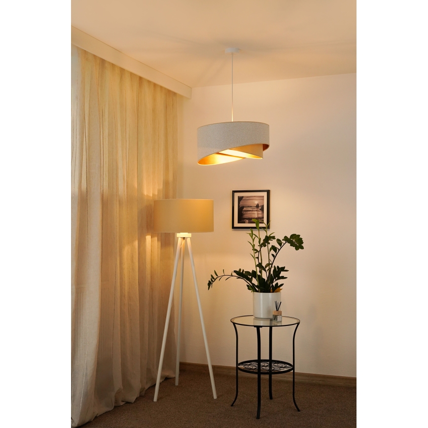 Brilagi - LED Пендел LYRA 1xE27/15W/230V бял/бежов/златист