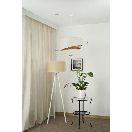 Brilagi - LED Пендел LYRA 1xE27/15W/230V бял/бежов/златист