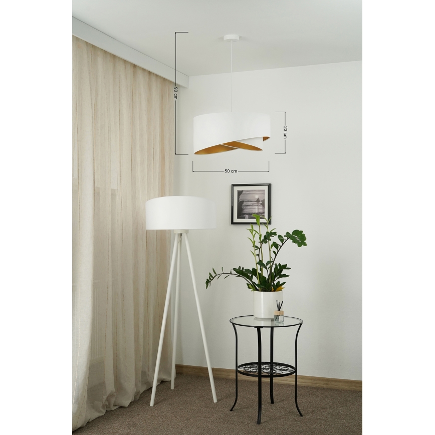 Brilagi - LED Пендел LYRA 1xE27/15W/230V бял/златист