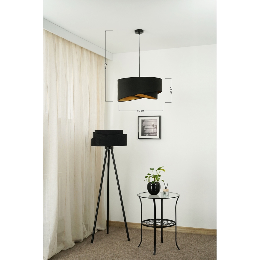 Brilagi - LED Пендел LYRA 1xE27/15W/230V черен/златист