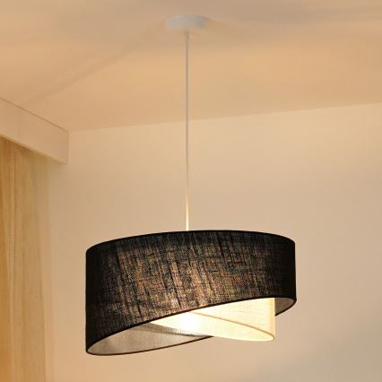 Brilagi - LED Пендел LYRA 1xE27/15W/230V черен/кремав