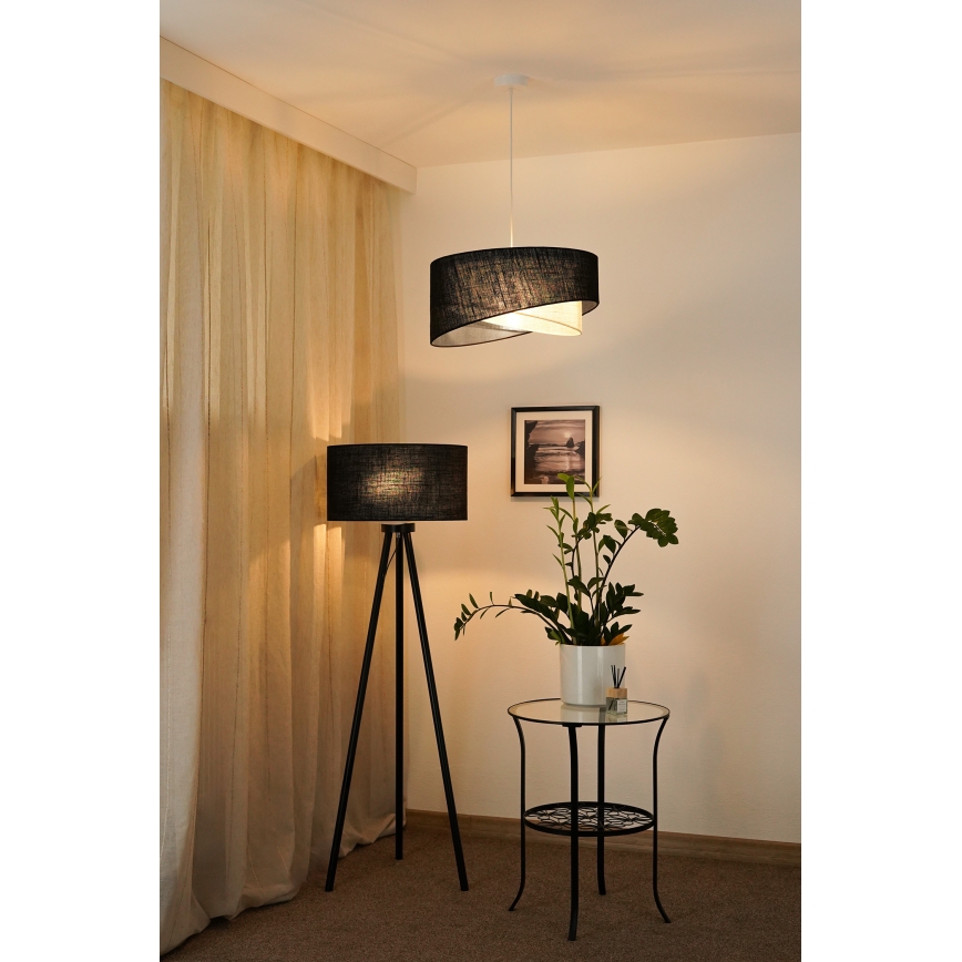 Brilagi - LED Пендел LYRA 1xE27/15W/230V черен/кремав
