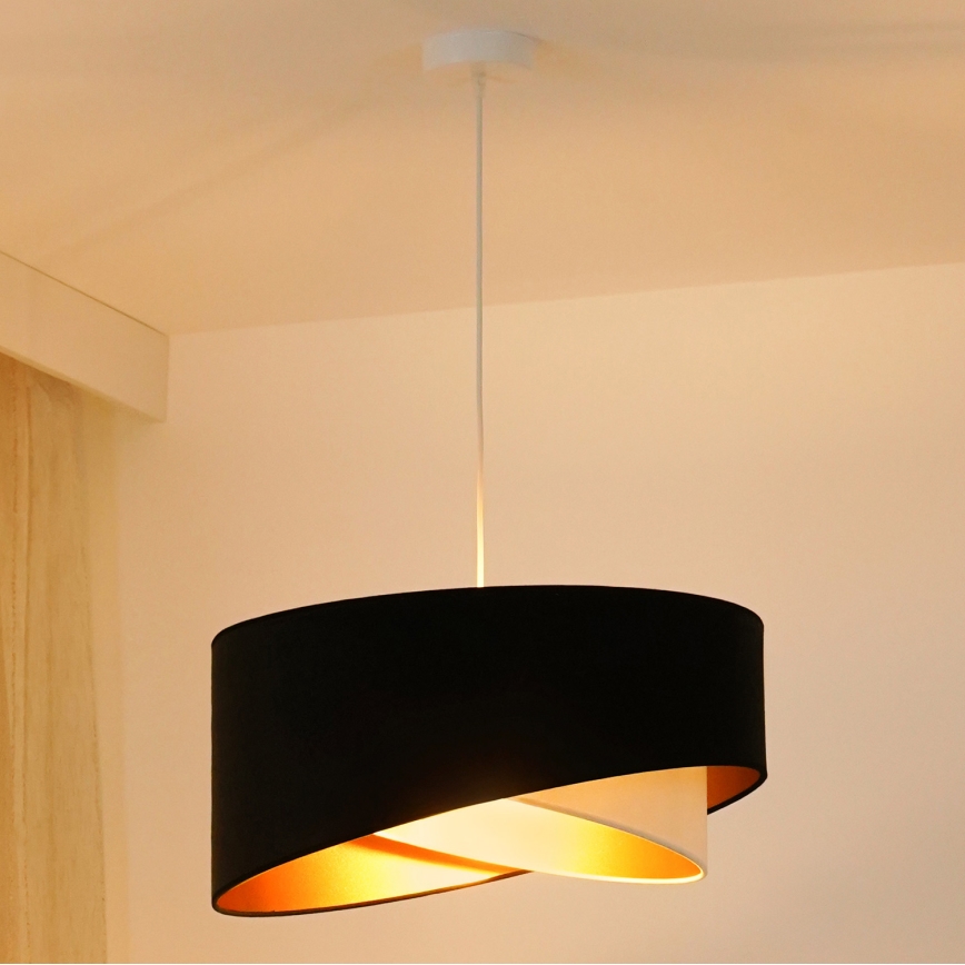 Brilagi - LED Пендел LYRA 1xE27/15W/230V черен/кремав/златист