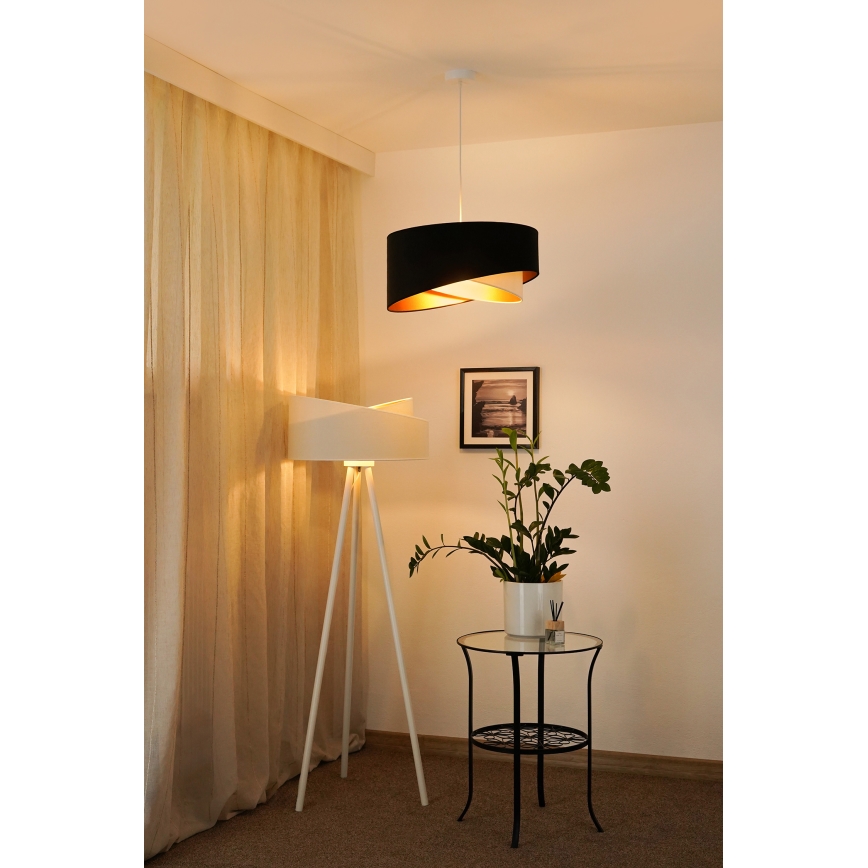 Brilagi - LED Пендел LYRA 1xE27/15W/230V черен/кремав/златист