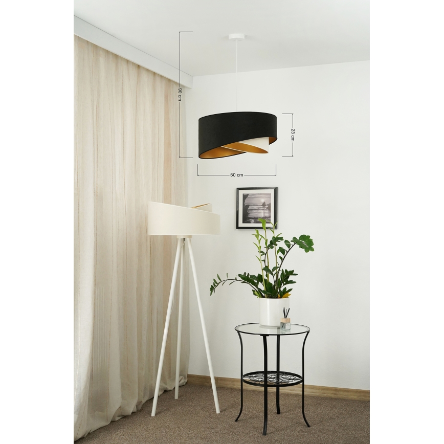 Brilagi - LED Пендел LYRA 1xE27/15W/230V черен/кремав/златист