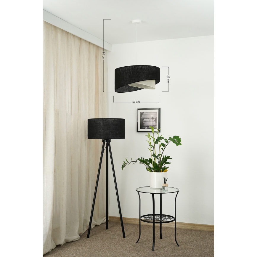 Brilagi - LED Пендел LYRA 1xE27/15W/230V черен/кремав