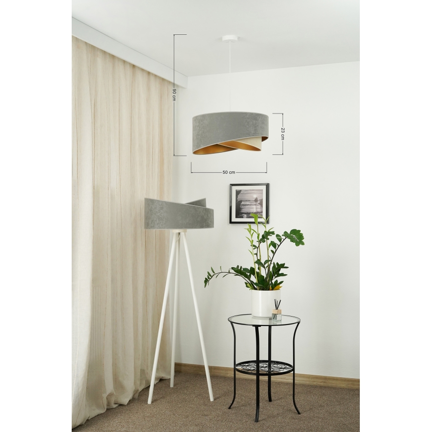 Brilagi - LED Пендел LYRA 1xE27/15W/230V сив/бежов/златист