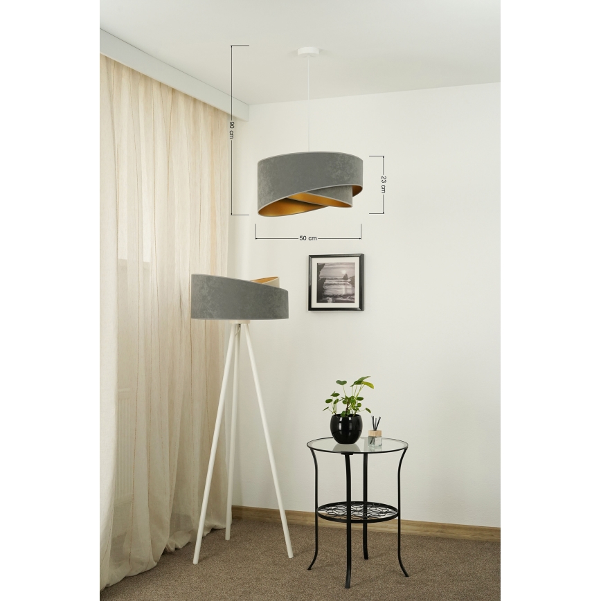Brilagi - LED Пендел LYRA 1xE27/15W/230V сив/златист