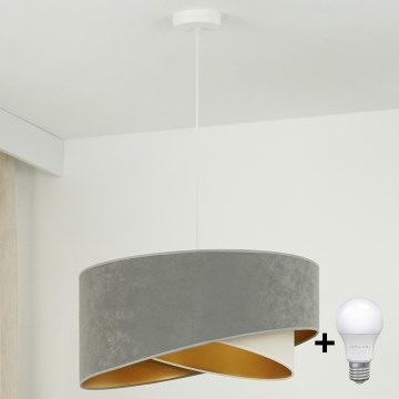 Brilagi - LED Пендел LYRA 1xE27/15W/230V сив/кремав/златист