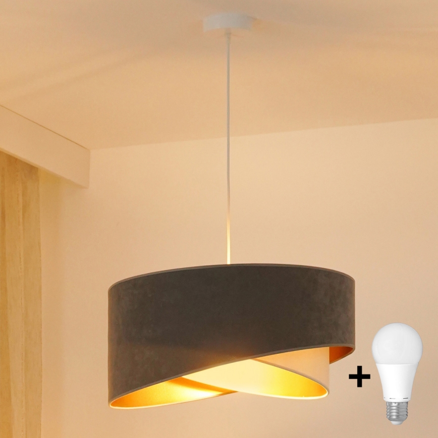 Brilagi - LED Пендел LYRA 1xE27/15W/230V сив/кремав/златист