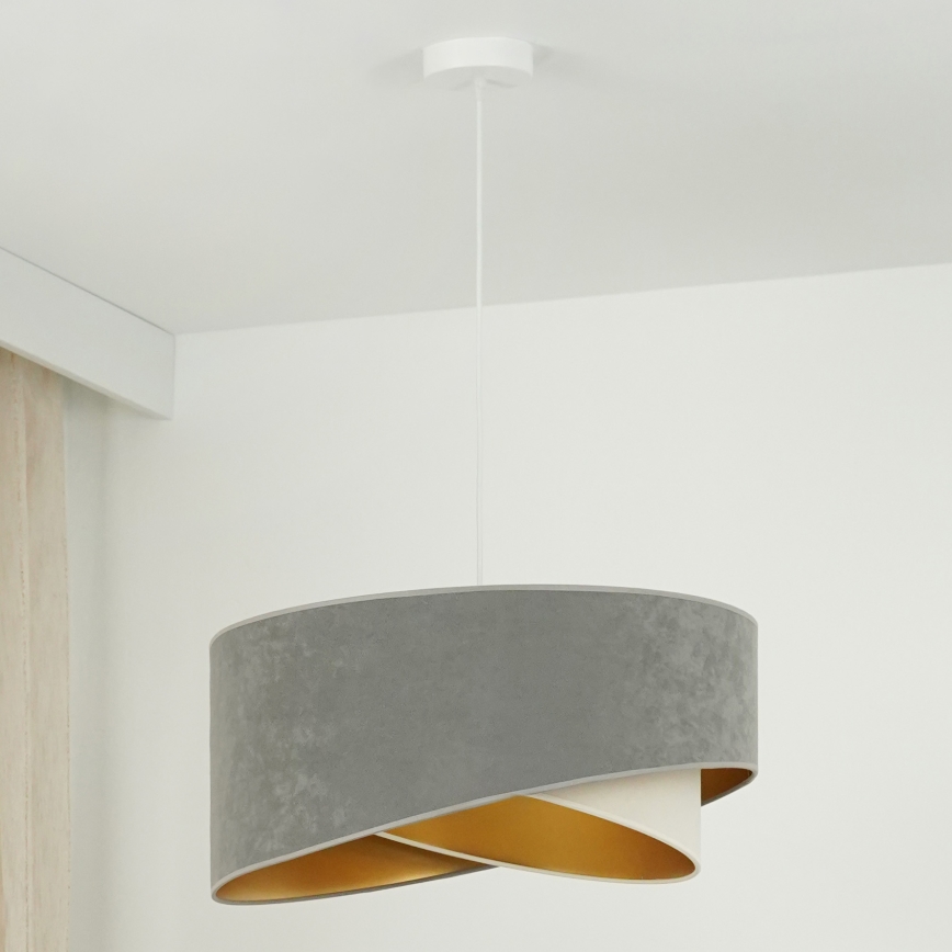 Brilagi - LED Пендел LYRA 1xE27/15W/230V сив/кремав/златист