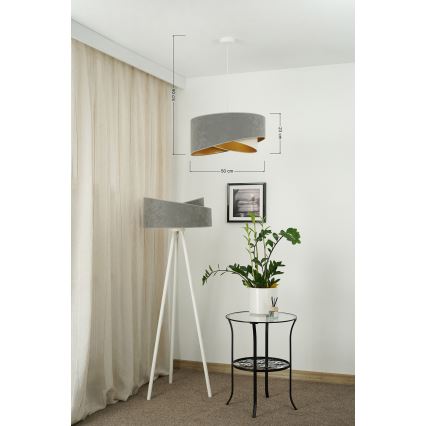 Brilagi - LED Пендел LYRA 1xE27/15W/230V сив/кремав/златист