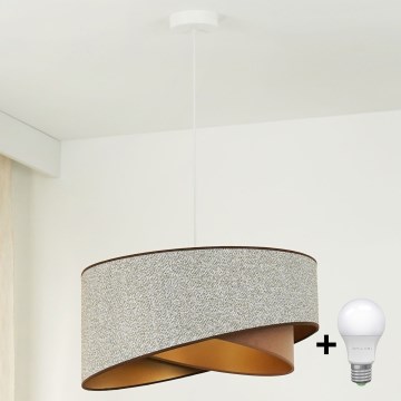 Brilagi - LED Пендел LYRA 1xE27/15W/230V сив/кремав/златист