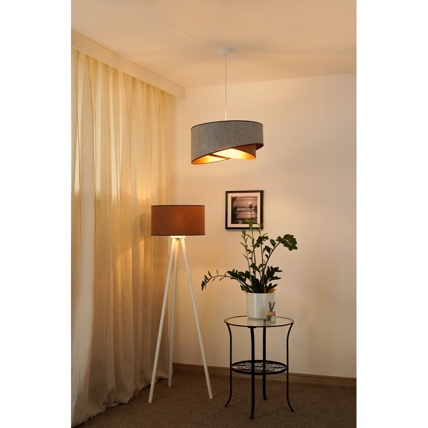 Brilagi - LED Пендел LYRA 1xE27/15W/230V сив/кремав/златист