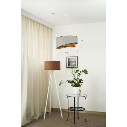Brilagi - LED Пендел LYRA 1xE27/15W/230V сив/кремав/златист