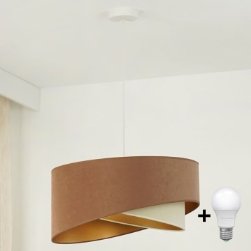 Brilagi - LED Пендел LYRA 1xE27/15W/230V кафяв/кремав/златист