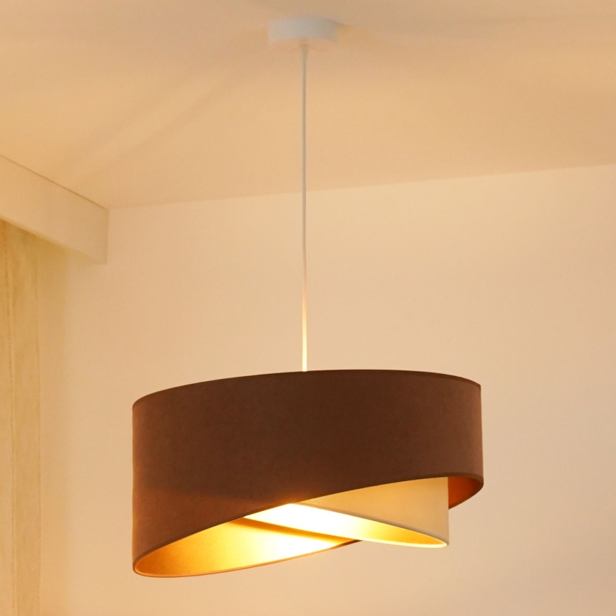 Brilagi - LED Пендел LYRA 1xE27/15W/230V кафяв/кремав/златист