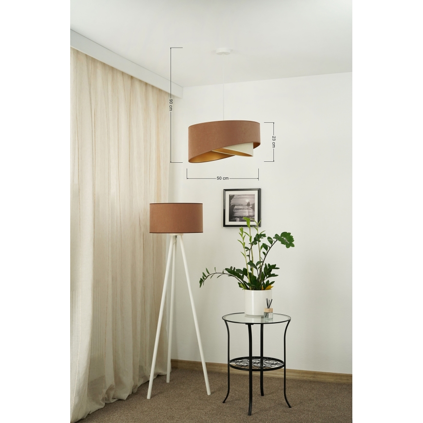 Brilagi - LED Пендел LYRA 1xE27/15W/230V кафяв/кремав/златист