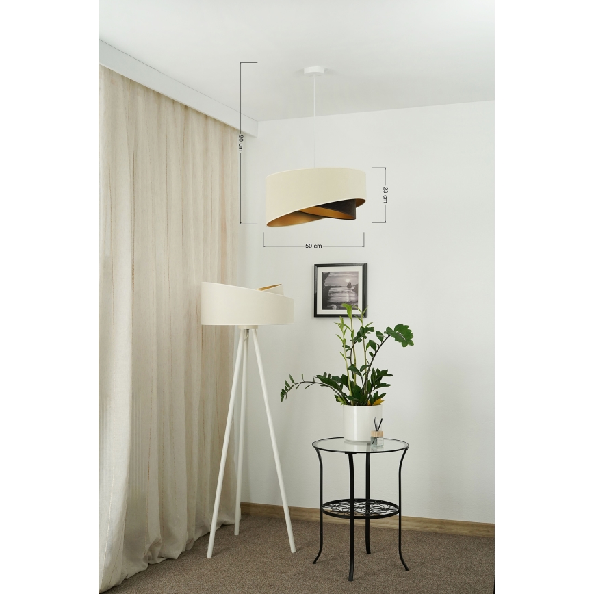 Brilagi - LED Пендел LYRA 1xE27/15W/230V кремав/черен/златист