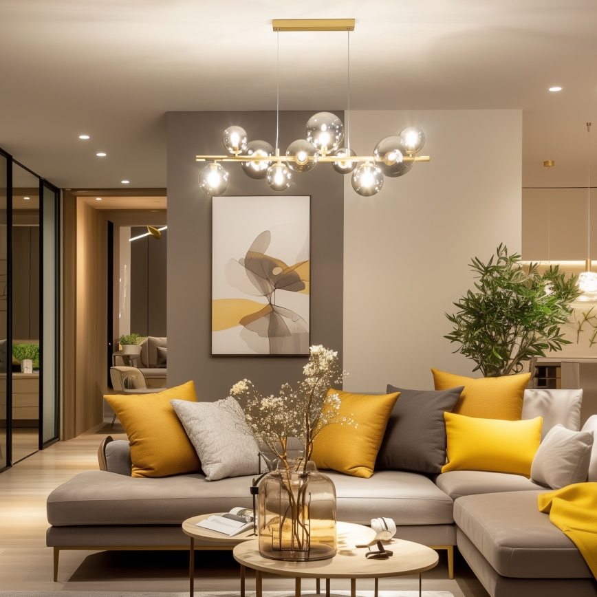 Brilagi - LED Пендел MILLA 10xG9/3W/230V златист/опушен