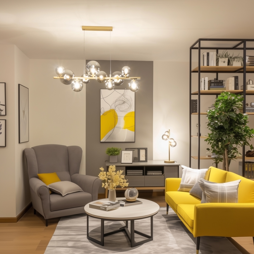 Brilagi - LED Пендел MILLA 10xG9/3W/230V златист/опушен