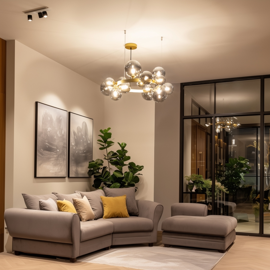 Brilagi - LED Пендел MILLA 15xG9/3W/230V златист/опушен