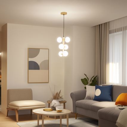 Brilagi - LED Пендел MILLA 6xG9/3W/230V златист/бял