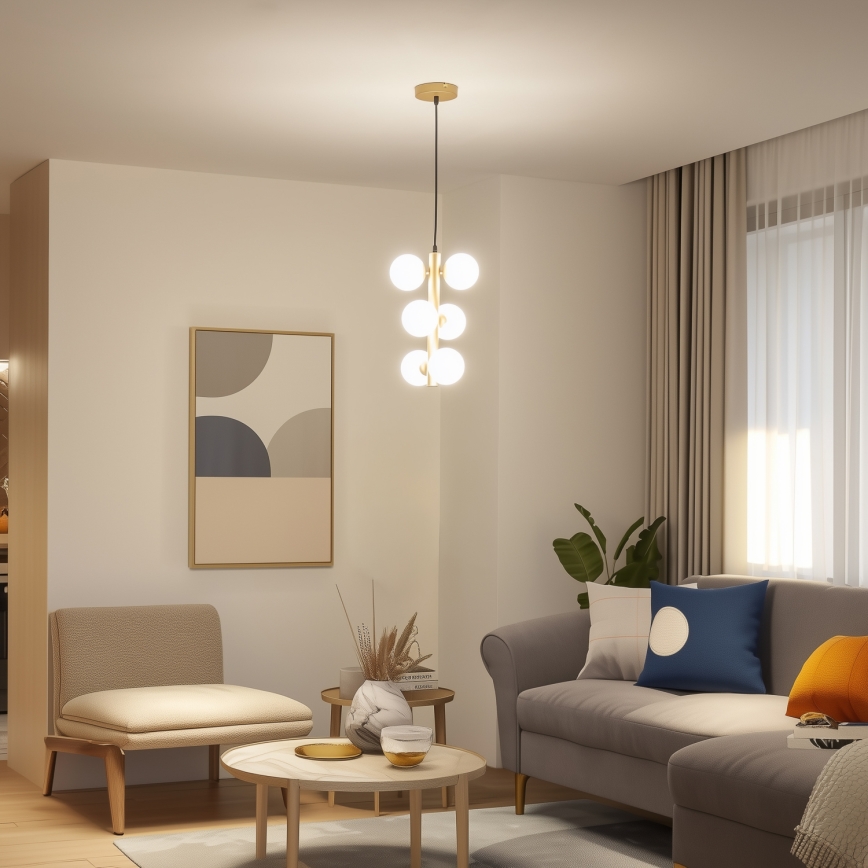 Brilagi - LED Пендел MILLA 6xG9/3W/230V златист/бял