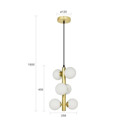 Brilagi - LED Пендел MILLA 6xG9/3W/230V златист/бял