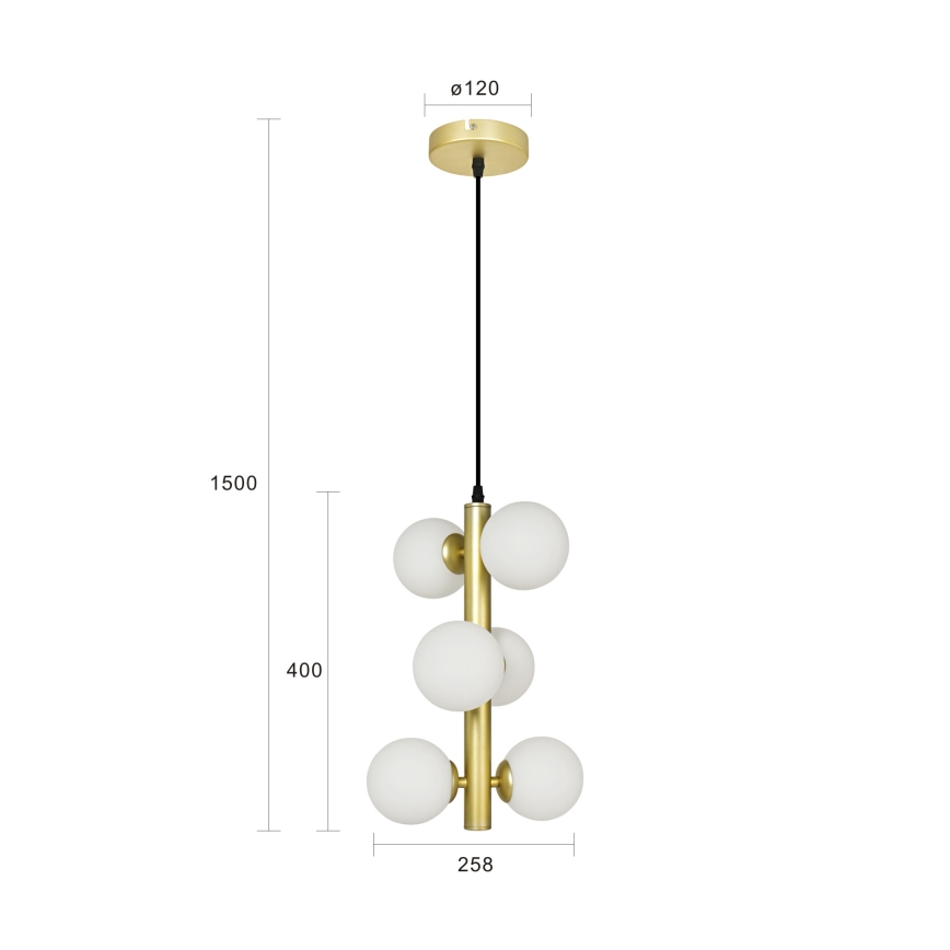 Brilagi - LED Пендел MILLA 6xG9/3W/230V златист/бял