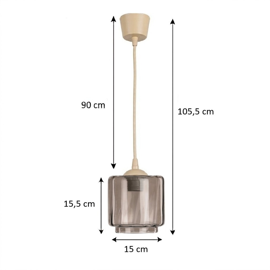 Brilagi - LED пендел на кабел RETRO GLASS 1xE27/60W/230V Ø 15 см бежов/димно бежов