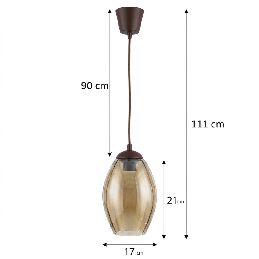 Brilagi - LED пендел на кабел RETRO GLASS 1xE27/60W/230V диам. 17 см кафяв/опушено бежово