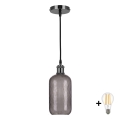 BRILAGI - LED Пендел на кабел RETRO GLASS 1xE27/60W/230V диаметър 14 см черен/димно сив