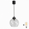 Brilagi - LED пендел на кабел RETRO GLASS 1xE27/60W/230V диаметър 25 см черен/прозрачен
