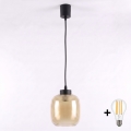 Brilagi - LED пендел на кабел RETRO GLASS 1xE27/60W/230V Ø 14 см черен/димчато кафяв