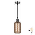 BRILAGI - LED пендел на кабел RETRO GLASS 1xE27/60W/230V Ø 14 см черен/димно кафяв
