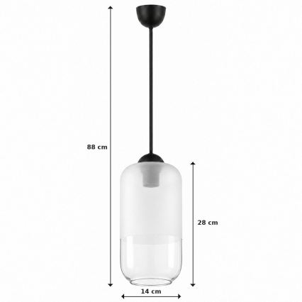 BRILAGI - LED пендел на кабел RETRO GLASS 1xE27/60W/230V Ø 14 см черно/бяло