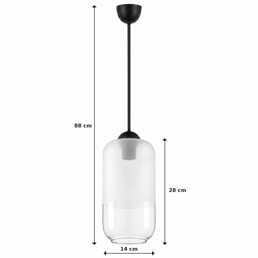 BRILAGI - LED пендел на кабел RETRO GLASS 1xE27/60W/230V Ø 14 см черно/бяло