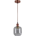 Brilagi - LED пендел на кабел RETRO GLASS 1xE27/60W/230V Ø 14 см меден/опушен сив
