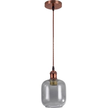 Brilagi - LED пендел на кабел RETRO GLASS 1xE27/60W/230V Ø 14 см меден/опушен сив