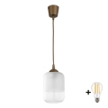 Brilagi - LED пендел на кабел RETRO GLASS 1xE27/60W/230V Ø 14 см кафяв/бял