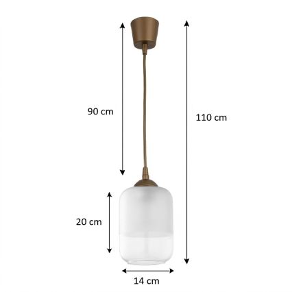 Brilagi - LED пендел на кабел RETRO GLASS 1xE27/60W/230V Ø 14 см кафяв/бял